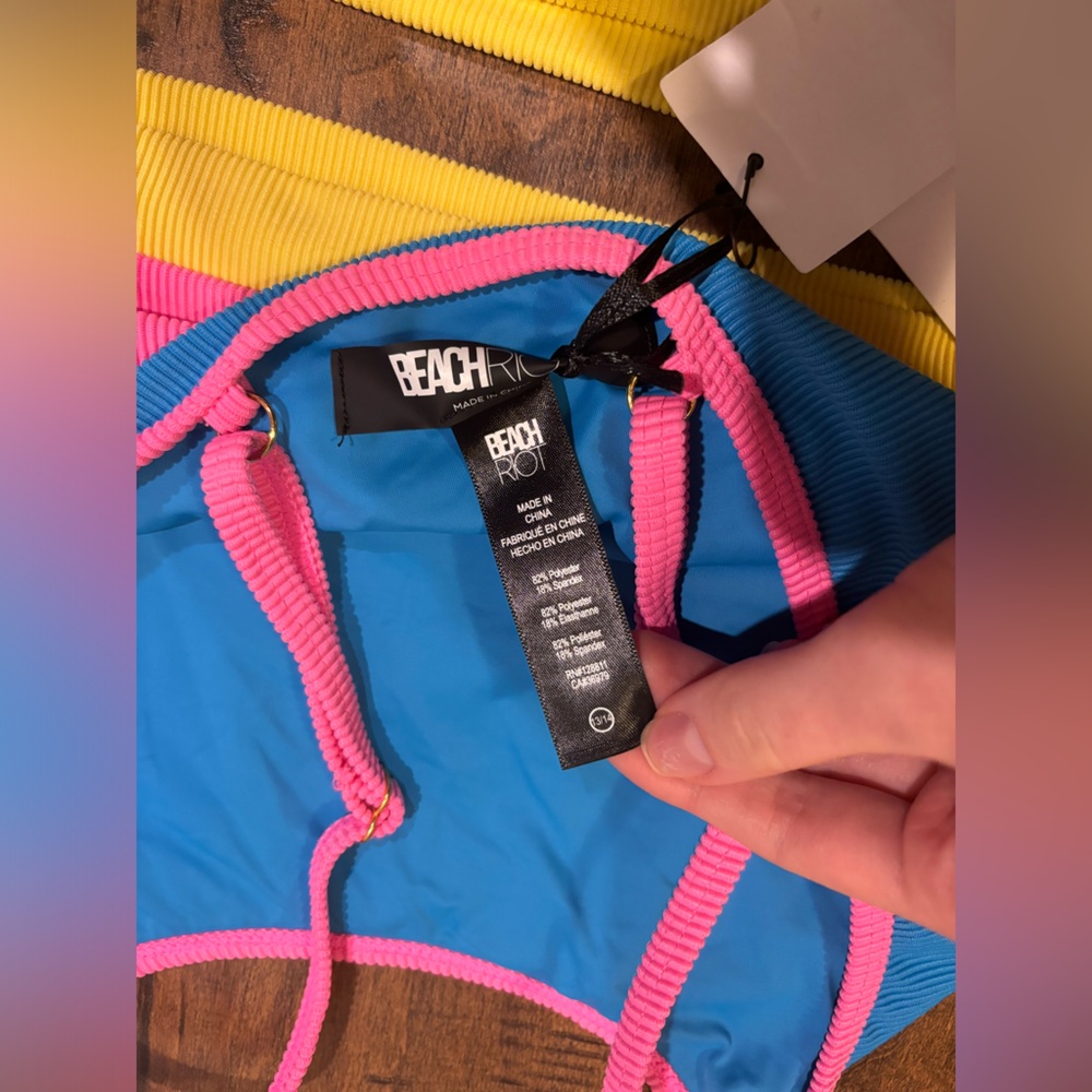Beach Riot Blue, Pink & Yellow Ribbed Bikini Set - Picture 8 of 8